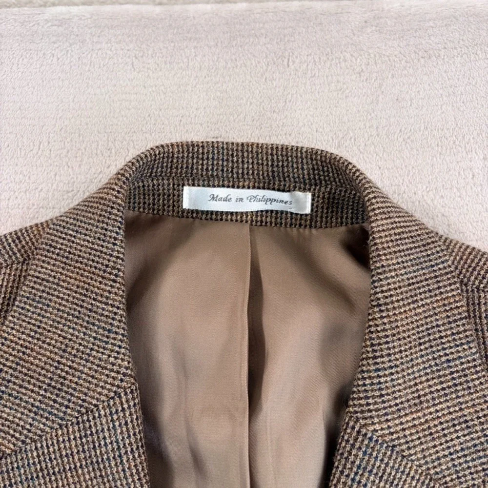 Vintage Ralph Lauren Blazer Sport Coat Men 42L Brown 100% Wool Houndstooth